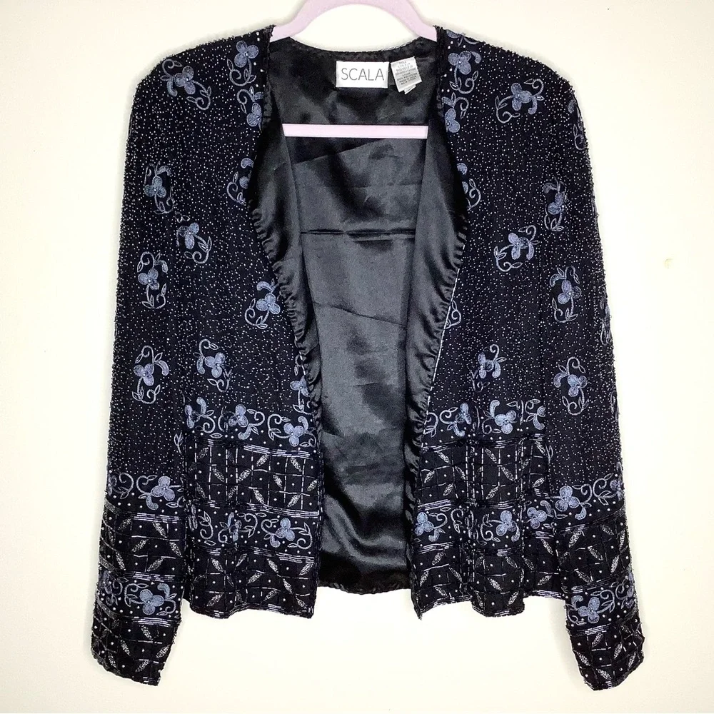 < Vintage SCALA Beaded Jacket size Large > - Picture 1 of 8